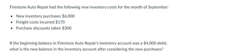 If the beginning balance in Firestone Auto Repair's inventory account was a $4,000 debit-example-1