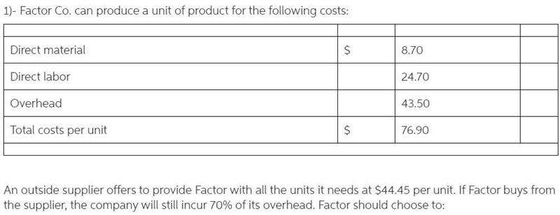 An outside supplier offers to provide Factor with all the units it needs at $44.45 per-example-1