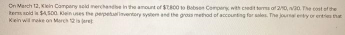 g Klein uses the perpetual inventory system and the gross method of accounting for-example-1