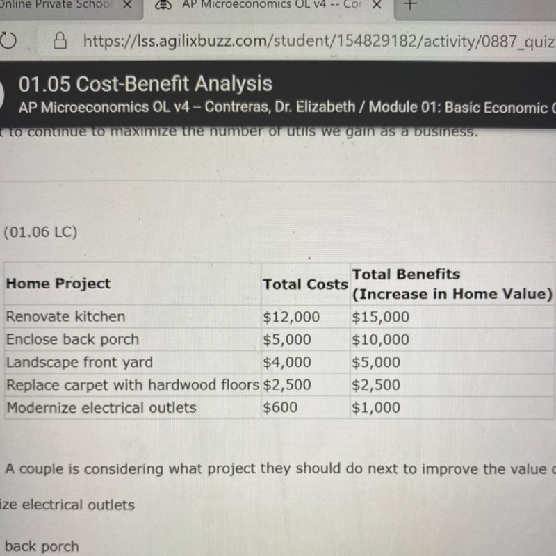 A couple is considering what project they should do next to improve the value of their-example-1