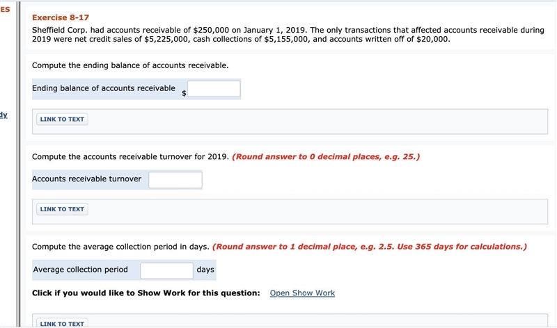 Sheffield Corp. had accounts receivable of $250,000 on January 1, 2019. The only transactions-example-1