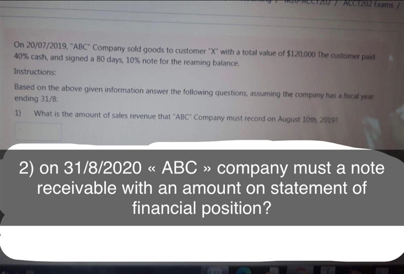 On 20/07/2019, "ABC" Company sold goods to customer "X" with a-example-1