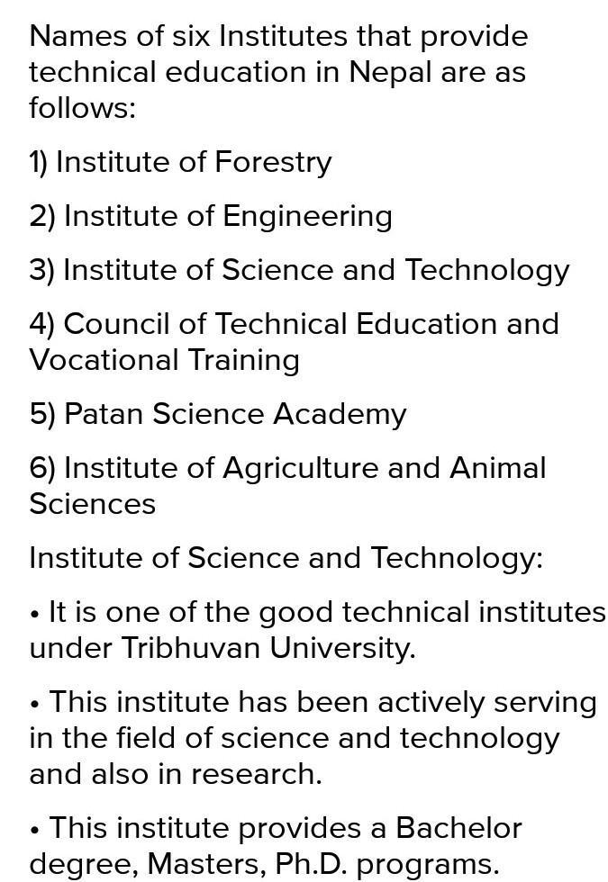 Name the institutions that provide technical education in the Nepalese context.-example-1