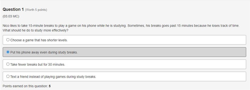 Nico likes to take 15-minute breaks to play a game on his phone while he is studying-example-1