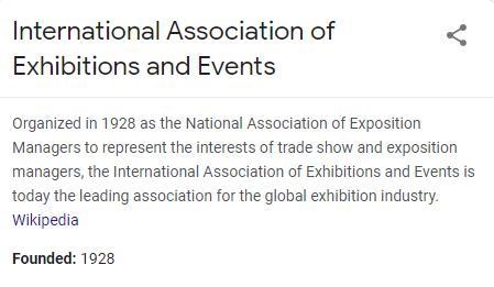 When was the International Association of Exhibitions and Events founded?-example-1