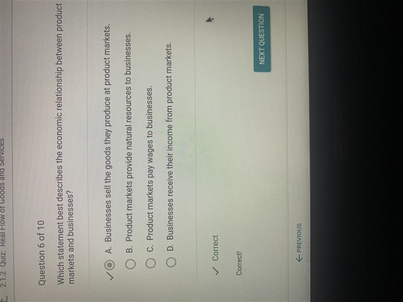 Which statement best describes the economic relationship between product markets and-example-1