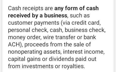 1. Describe three different types of cash receipts that a business may record. Also-example-1