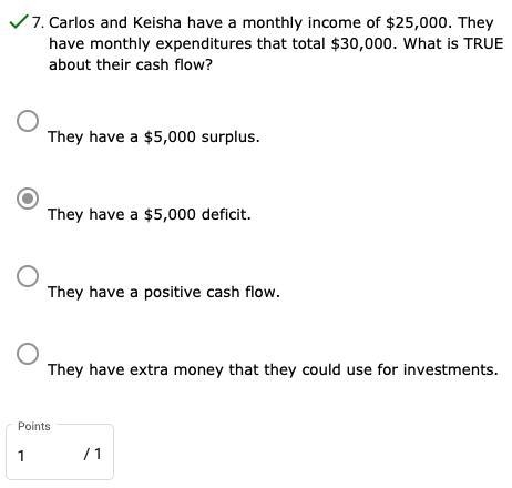 Carlos and Keisha have a monthly income of $25,000. They have monthly expenditures-example-1