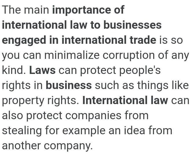 What is the importance of international law to businesses engaged in international-example-1