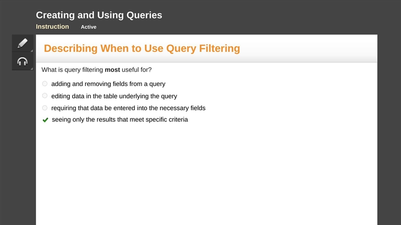 What is query filtering most useful for? adding and removing fields from a query editing-example-1