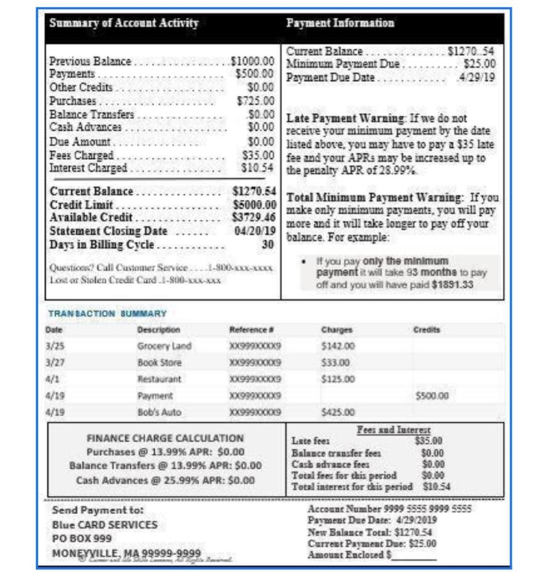 1. What is the current balance that Joe Doe owes? $1270.54 2.What is the total amount-example-1