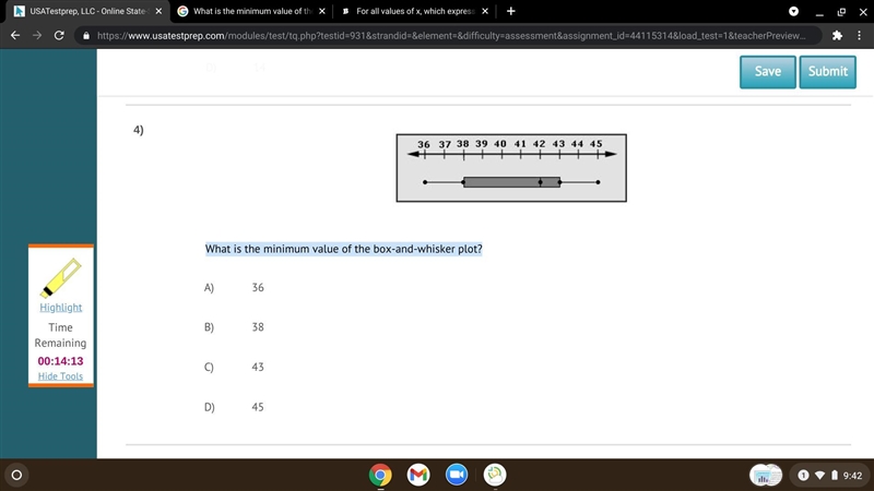 What is the minimum value of the box-and-whisker plot?-example-1