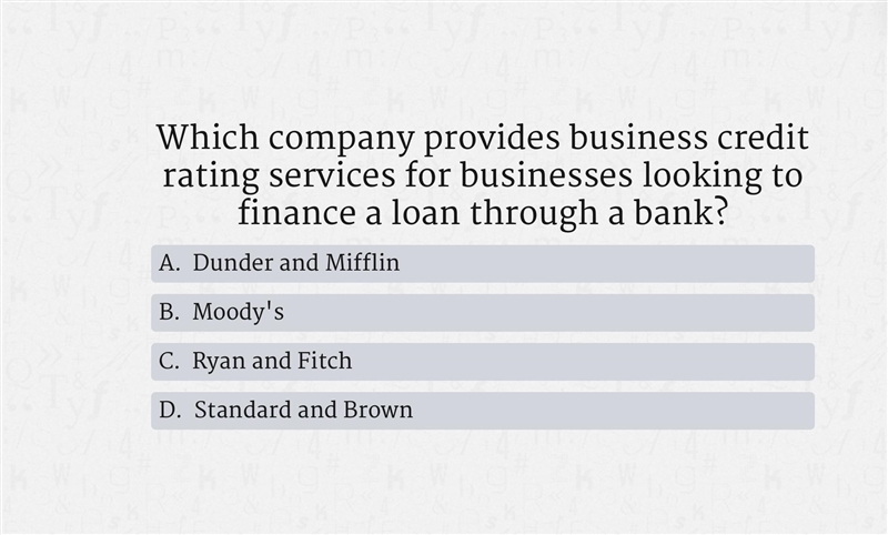 Which company provides business credit rating services for businesses looking o finance-example-1