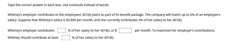 PLEASE HELP ASAP!! CORRECT ANSWER ONLY PLEASE!!! Whitney’s employer contributes to-example-1