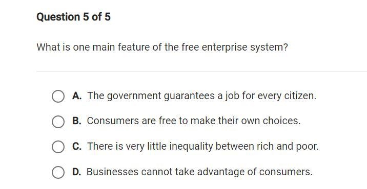 What is one main feature of the free enterprise system?-example-1