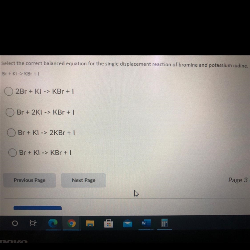 Select the correct balanced equation for the single displacement reaction of bromine-example-1