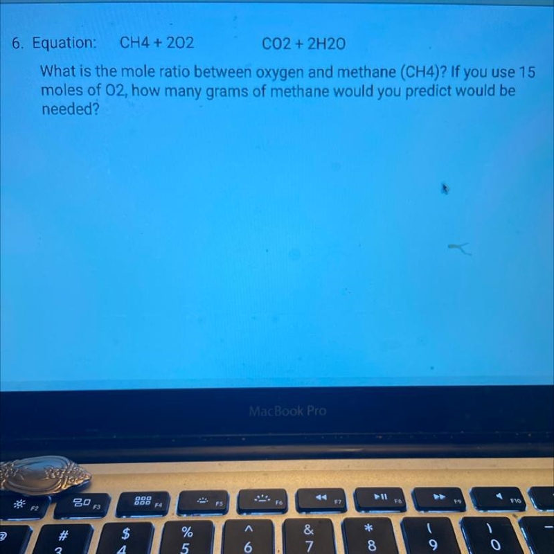 Equation: CH4 + 202 CO2 + 2H20 What is the mole ratio between oxygen and methane (CH-example-1