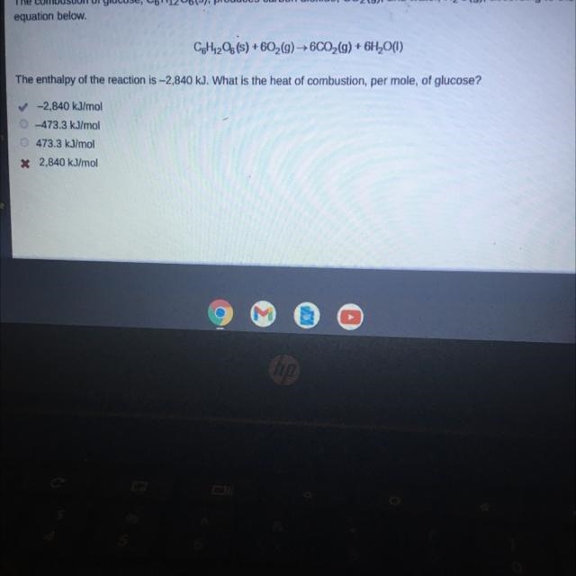 The combustion of glucose, C6H1206(s), produces carbon dioxide, CO2(g), and water-example-1