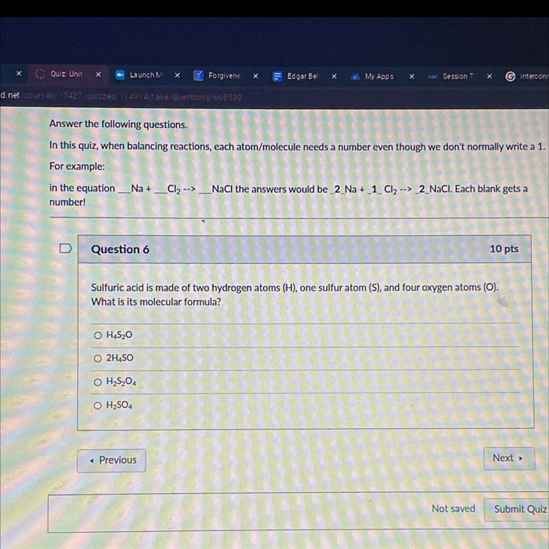 Unit 4.2 quiz chemistry-example-1