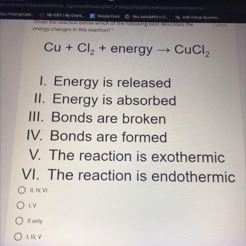 Given the reaction below which of the following best describes the energy changes-example-1