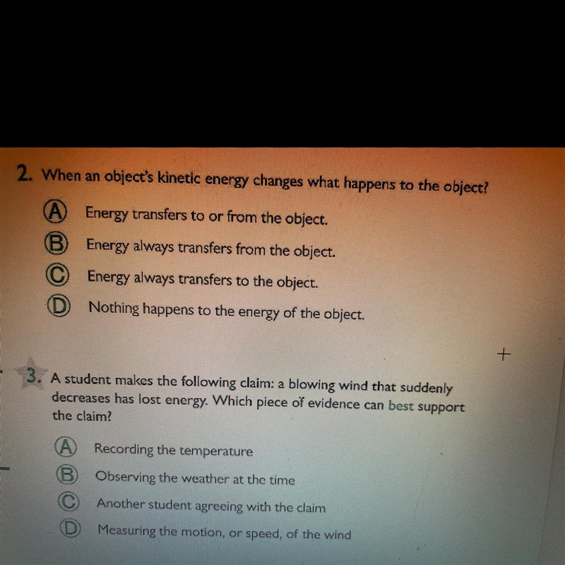 When an object kinetic energy changes what happens to the object??-example-1