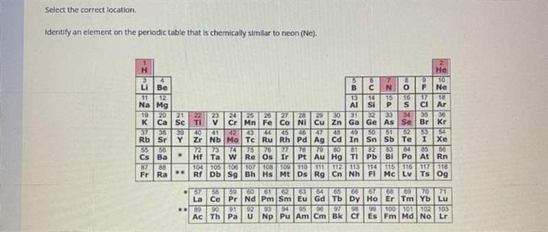 Identify an element on the periodic table that is chemically similar to neon(Ne).-example-1