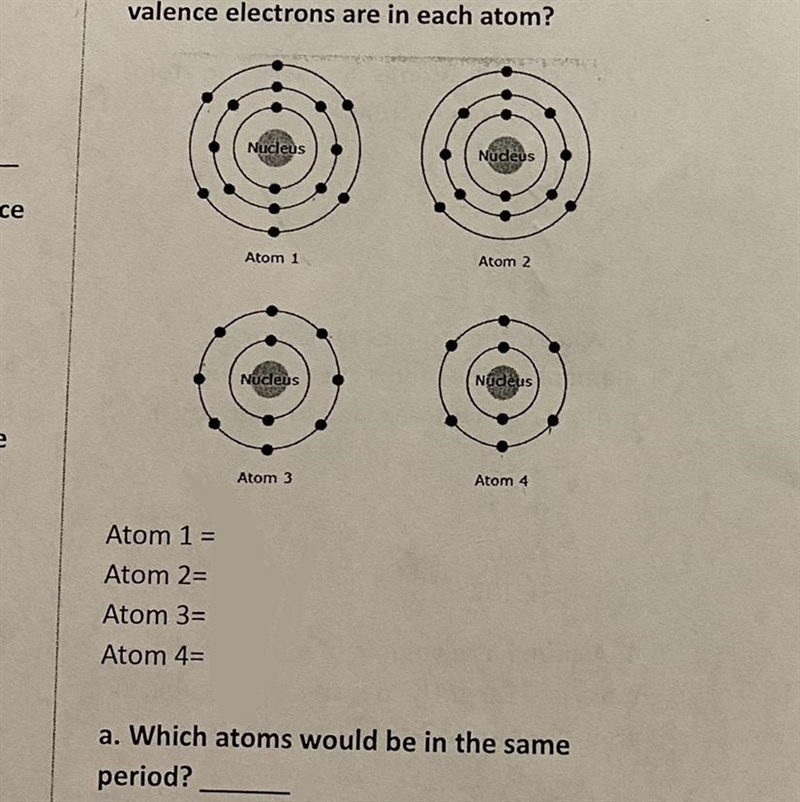 Based on the atoms which ones would be in the same period?-example-1