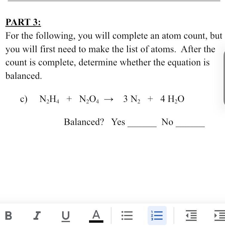 For the following, you will complete an atom count, but you will first need to make-example-1