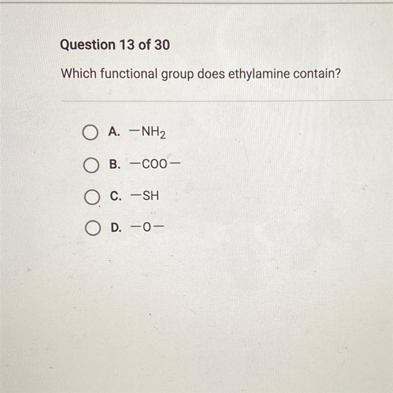 Which functional group does ethylamine contain? please help I need to finish this-example-1