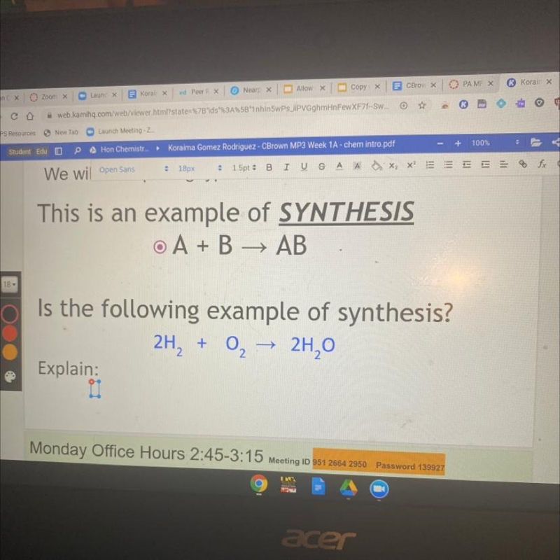 Please help!!! Is the following example of synthesis? 2H2 + O2 —> 2H2O-example-1