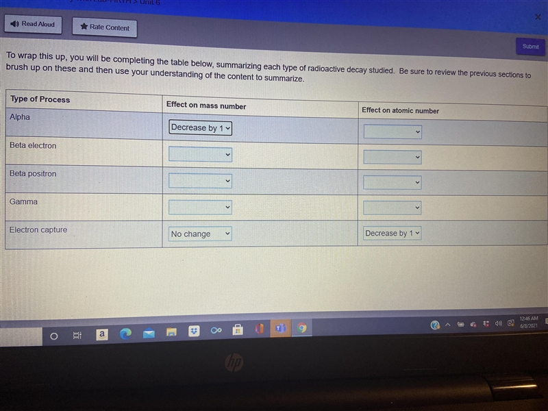 I need to summarize each type of radioactive decay.-example-1