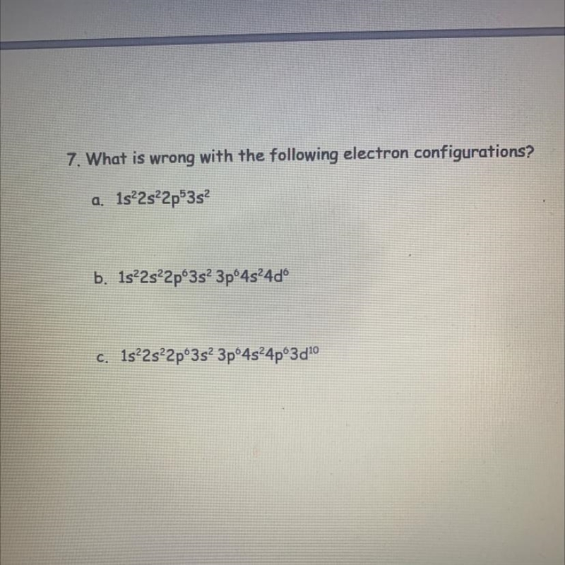 What is wrong with the following electron configuration?-example-1