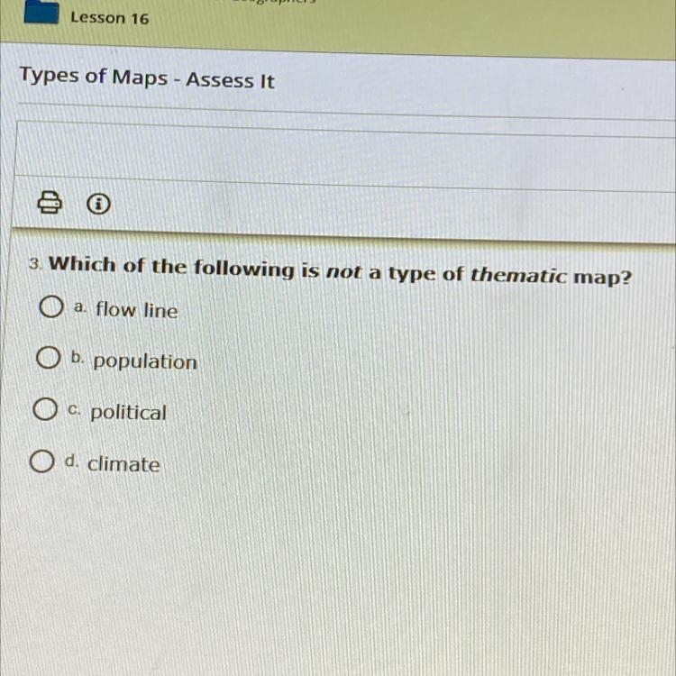 Which of the following is not a type of thematic map? Help please-example-1