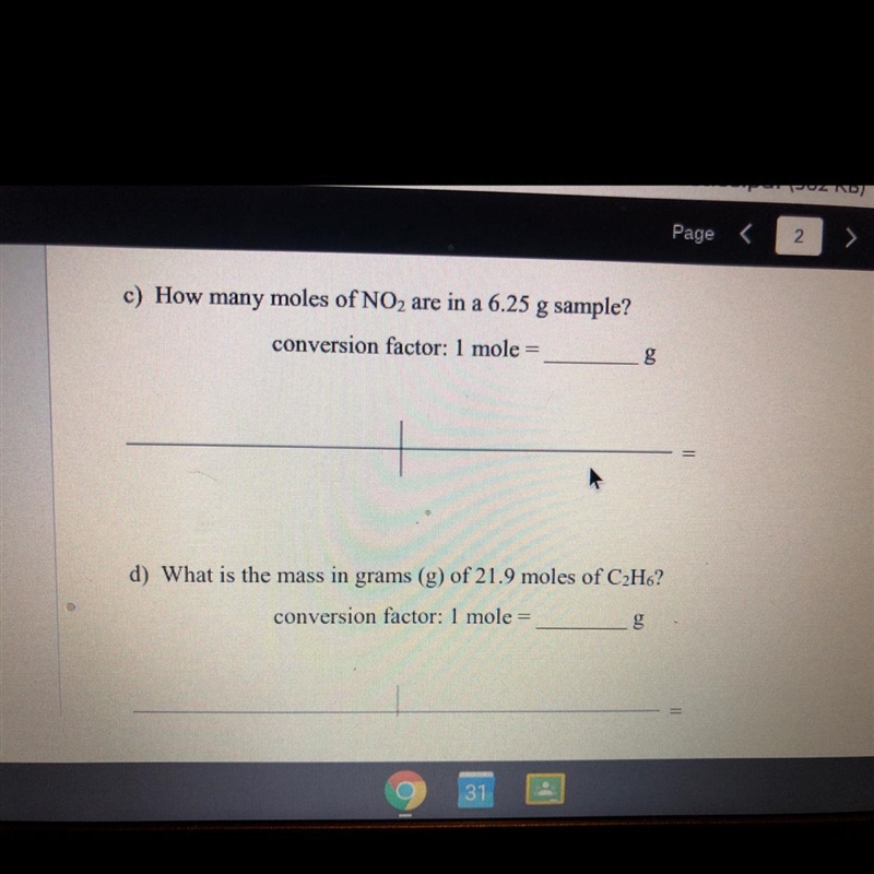 Please help me :(!!! How many moles of NO2 are in a 6.25 g sample? Thank you so much-example-1