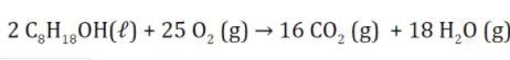 In the combustion of gasoline, shown below, if 15.0 g of CO2 is produced, what volume-example-1