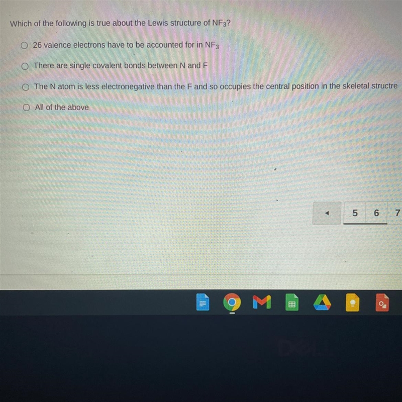 Which of the following is true about the Lewis structure of NF3? Really need help-example-1