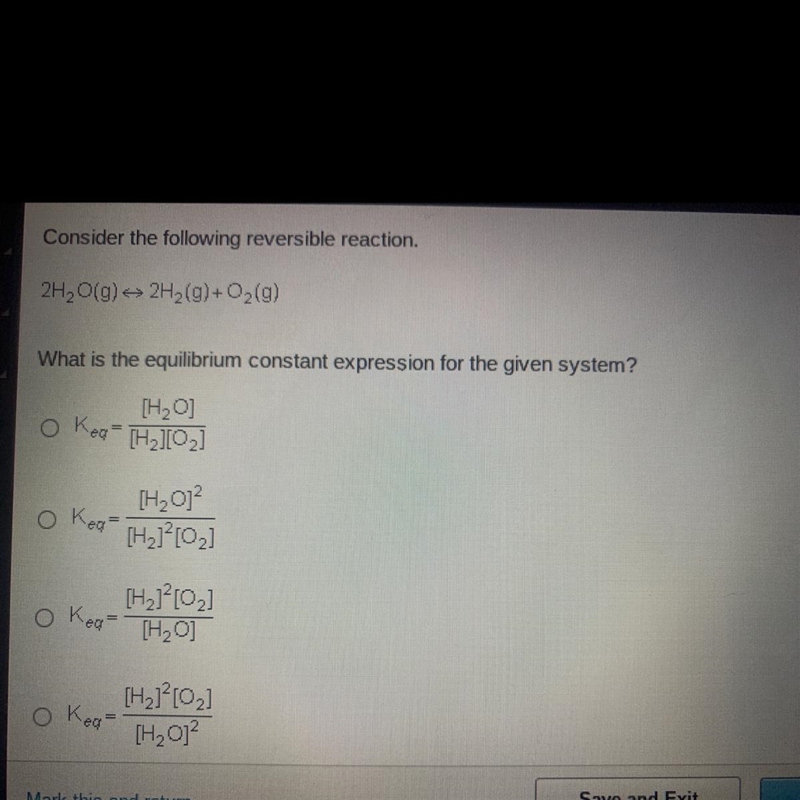 What is the equilibrium constant expression for the given system?-example-1