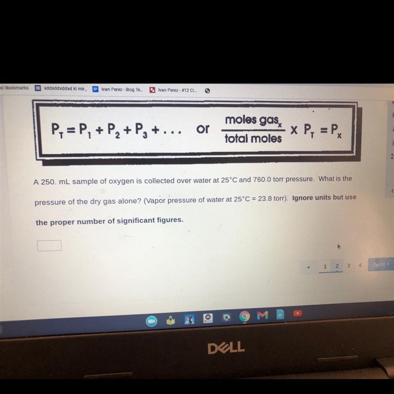 What is the pressure of the dry gas alone ?-example-1