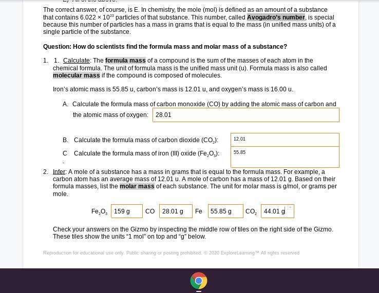 A mole of a substance has a mass in grams that is equal to the molecular mass. For-example-1