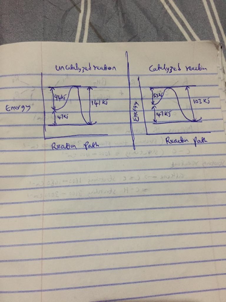 A catalyst decreases the activation energy of a particular exothermic reaction by-example-1