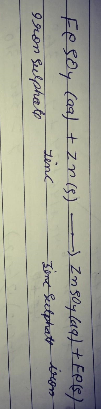 Explain how you could use displacement reactions to distinguish between iron and zinc-example-1