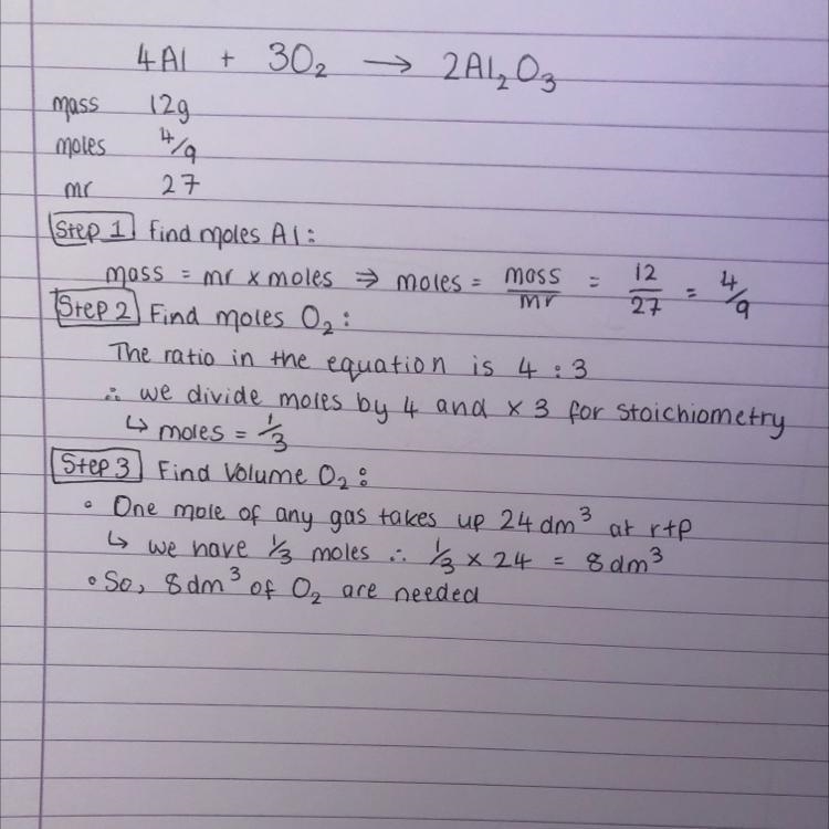 4. Aluminium combines with oxygen to form aluminium oxide via the equation below. When-example-1