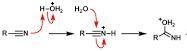 Acid-catalyzed hydrolysis of a nitrile to give a carboxylic acid occurs by initial-example-1