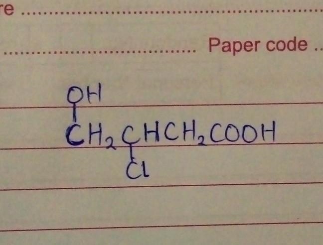 Draw the structure of ; 3-chloro-4-hydroxylbutanoic acid.-example-1