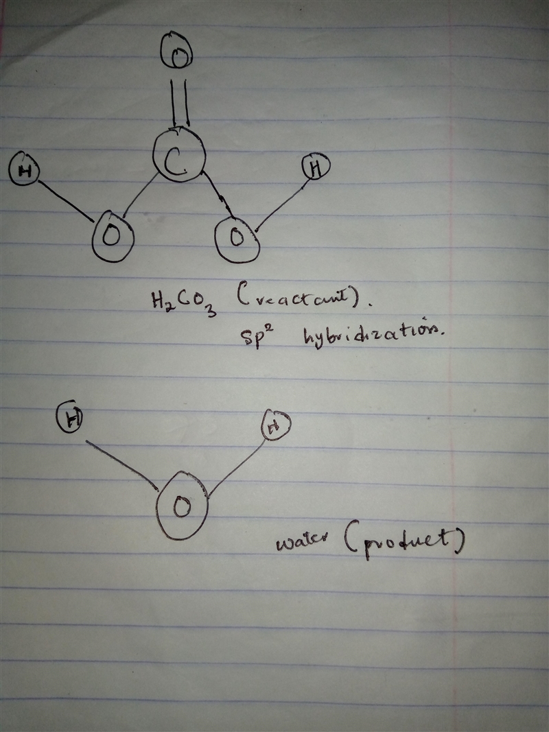 Model of reactants and model of products H2CO3 → H2O + CO2-example-1