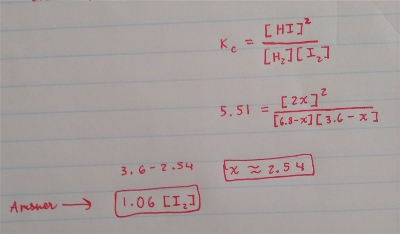 Suppose a 250.mL flask is filled with 1.7mol of H2 and 0.90mol of I2. The following-example-2