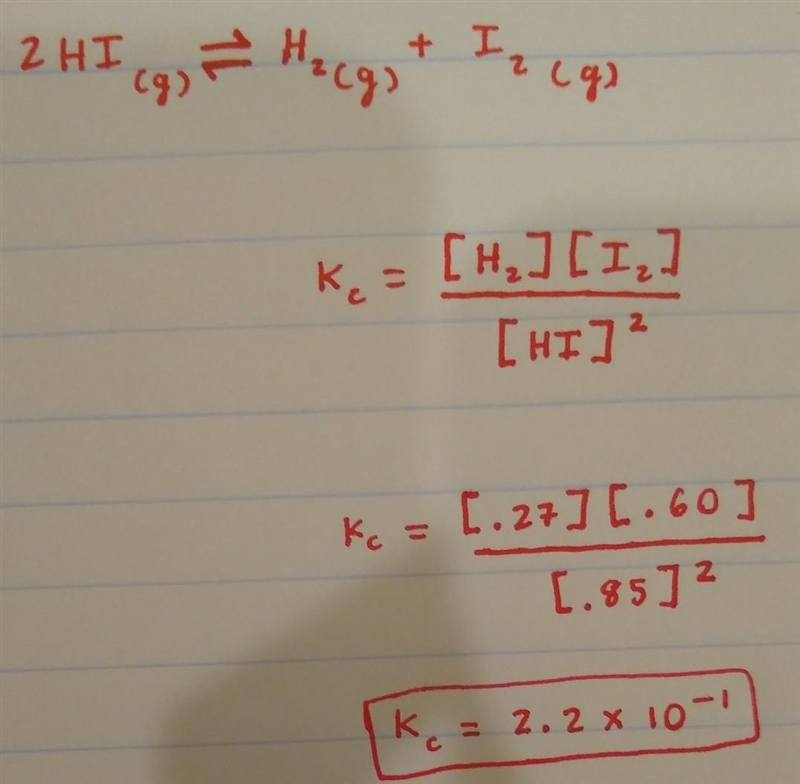 At elevated temperatures, hydrogen iodide may decompose to form hydrogen gas and iodine-example-1