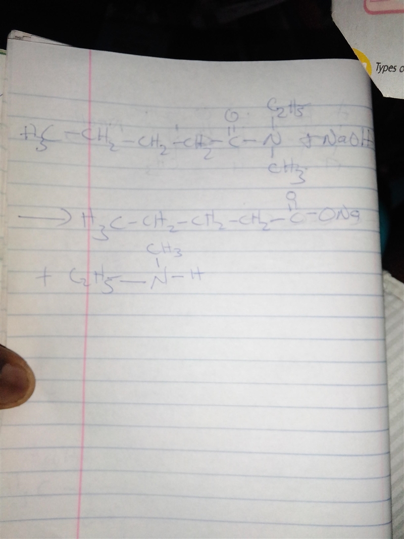 The product(s) of a heated reaction of N,N-ethylmethylpentanamide with sodium hydroxide-example-1