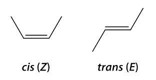 The cis configuration has the substituted groups on opposite side of the double bond-example-1