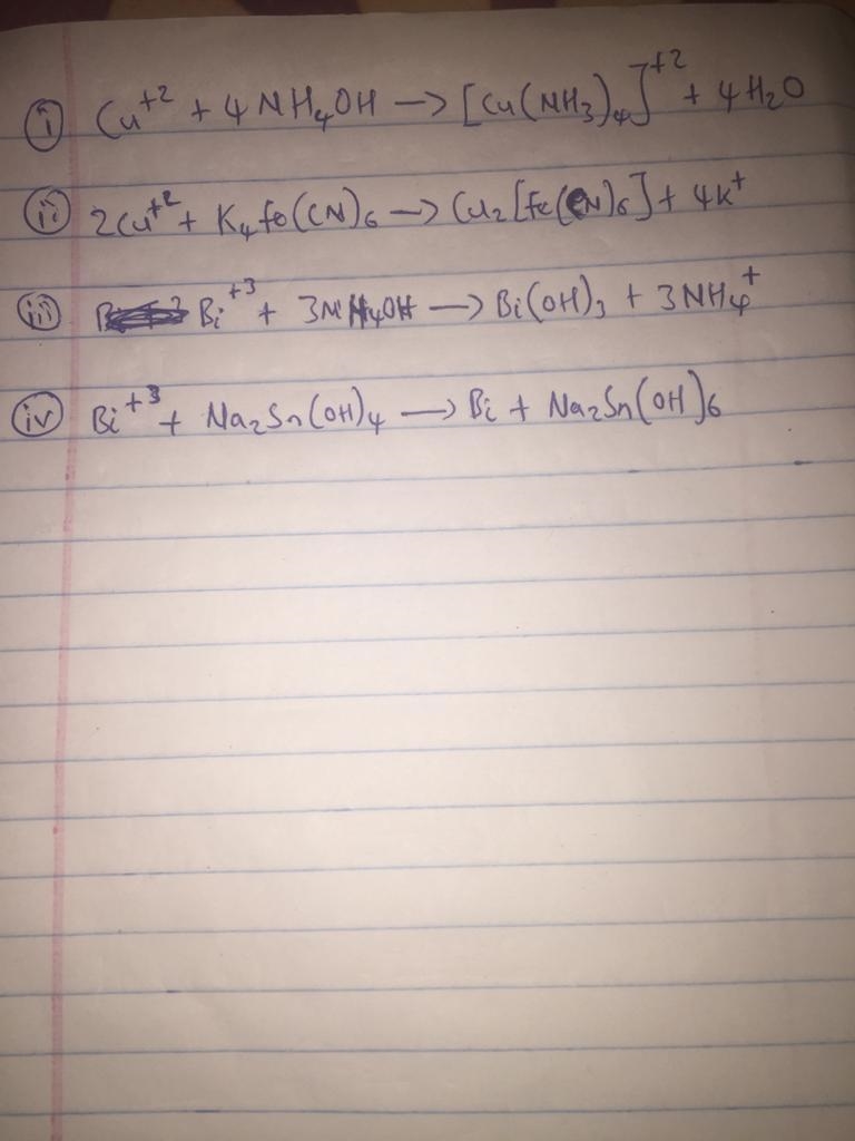 (12pts) Separation of Copper(II) and Bismuth(III) Ions Procedure Number and Ion Test-example-1